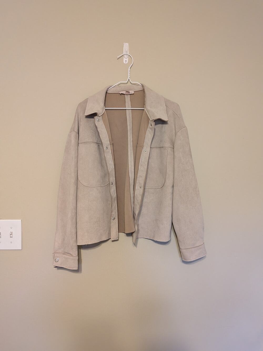 Philosophy By Republic Boho Vegan Suede Front Pocket Snap Jacket